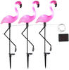 Haushalt International HI 70326 Solar Gartenstecker Flamingo 3er Set Höhe 52cm