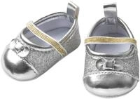 Heless 7481 - Glitzerballerinas f&uuml;r Puppen, silber, Gr&ouml;&szlig;e 30 - 34 cm