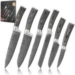 Wakoli EDIS 6-teiliges K&uuml;chenmesser Set aus 67 Lagen Damaststahl, VG10 Kern |...