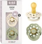 BIBS Boheme Schnuller 2er-Pack. BPA-frei, Kirschform Nippel. Naturkautschuk/Latex,