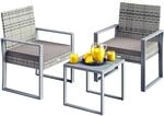CASARIA&reg; Balkonm&ouml;bel Set WPC Tisch 160kg Belastbarkeit Polyrattan 2 St&uuml;hle