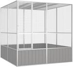 vidaXL Vogelk&auml;fig Vogelhaus Voliere Grau 213,5x217,5x211,5cm Verzinkter Stahl