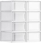 SONGMICS Schuhboxen, 8er Set, Schuh-Organizer, faltbar und stapelbar