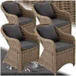 tectake&reg; 4er Set Rattansessel, Polyrattan Gartenst&uuml;hle mit Aluminiumgestell,