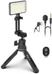DigiPower Vlogging Kit Instructor mit LED Videoleuchte, Clip-on Lavalier Mikrofon,
