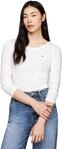 Tommy Hilfiger Damen Langarmshirt Slim Fit Rundhalsausschnitt, Wei&szlig; (Ecru), L