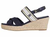 Tommy Hilfiger Damen Keilsandalen GOLDEN WEBBING MID WEDGE space blue dunkelblau