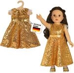 Heless 2330 - Puppenkleidung im Design Goldstar, Kleid mit goldenen Pailletten und
