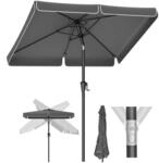 SONGMICS Sonnenschirm 200 x 150 cm, Sonnenschutz UPF 50+, ohne St&auml;nder 