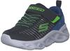 Skechers Twisty Brights NOVLO Sneaker, Navy & Blue Textile/Lime & Silver Trim, 32 EU
