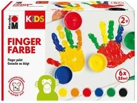 Marabu 0303000050800 - KiDS Fingerfarben-Set mit 6 leuchtenden Farben &agrave; 35 ml,