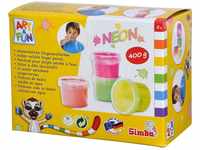 Simba 106334572 - Art und Fun Fingermalfarben Neon, 4x 100g, rot, gelb, grün,