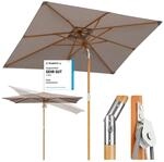 Sekey Sonneschirm 200 x 300 cm Holz-Sonnenschirm Marktschirm Gartenschirm