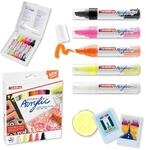 edding 5000 Acrylic Acrylmarker Neon Breit 5er-Set f&uuml;r Leinwand Stein Holz...