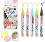 edding 5100 Acrylmarker - grau, gelb, blau, gr&uuml;n, rosa - 5 Acrylfarben Set (pastell)