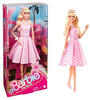 Barbie Puppe, Barbie the movie doll, in rosa weissem Kleid und Gänseblümchen