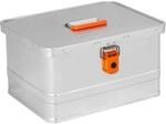 Alubox Werkzeugkiste EASY 29 Liter silber gl&auml;nzend - orangne Schnallen - Griff...