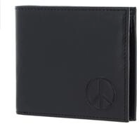 Oxmox Leder Geldb&ouml;rse Leather RFID Protect Querscheinb&ouml;rse Peace schwarz