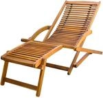 vidaXL Holzliege Sonnenliege Liegestuhl Gartenliege Deckchair + Fu&szlig;st&uuml;tze...