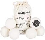 Relaxdays Trocknerb&auml;lle XXL, 6 Trocknerkugeln, Filzb&auml;lle f&uuml;r Trockner, aus
