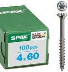 SPAX Fassadenschraube, 4 x 60 mm, 100 St&uuml;ck, Teilgewinde, Linsensenkkopf extra