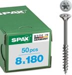 SPAX Edelstahlschraube, 8 x 180 mm, 50 St&uuml;ck, Teilgewinde, Senkkopf, T-STAR plus