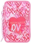 Depesche TOPModel One Love 3-Fach Federtasche mit roten und rosa Herzen, Federtasche