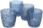 Windlicht Glas lackiert blau H 8 cm 4er Set