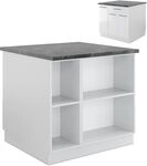 Vicco K&uuml;cheninsel Fame-Line, Wei&szlig; Hochglanz/Wei&szlig;, 90 cm | MDF-Front &middot; 2