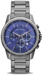 Armani Exchange Silver Tone Watch for Men, Quarz-Chronographenwerk und 44mm