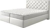 DELIFE Boxspringbett Dream-Great Kunstleder Wei&szlig; 160x200 cm mit Matratze und Topper