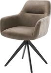 Polsterstuhl Pejo-Flex Kreuzgestell kantig Schwarz Mikrofaser Taupe Vintage 