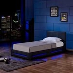 Home Deluxe - LED Bett Asteroid - Schwarz, 90 x 200 cm - inkl. Lattenrost I
