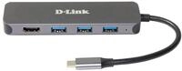 D-Link DUB-2333 5-in-1 USB-C Hub mit Power Delivery (PD 60W, 4K HDMI, 3 USB 3.0 Ports