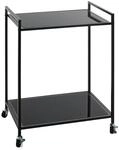 HAKU Beistelltisch auf Rollen schwarz Metall Couchtisch Sicherheitsglas 5 mm - Ma&szlig;e: