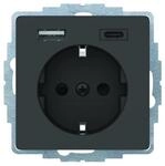BERKER Steckdose SCHUKO/USB A-C Q1/Q3 anth.samt 48046086