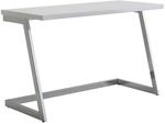 FineBuy Schreibtisch 120x55x76 cm Hochglanz Wei&szlig;/Silber PC-Tisch mit Metallbeine,