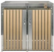 Westmann M&uuml;lltonnenbox f&uuml;r 2X 240L M&uuml;lltonnen | 84x134x125 cm Silber | Edelstahl