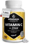 Vitamin C hochdosiert 1000 mg + Zink, 360 Tabletten f&uuml;r 1 Jahr, vegan & optimal