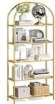 VASAGLE Regal, B&uuml;cherregal 5 Ebenen, Standregal aus Hartglas, Aufbewahrungsregal,