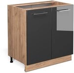 Vicco K&uuml;chenunterschrank Fame-Line, Anthrazit Hochglanz, 80 cm mit Regal, ohne
