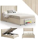 Juskys Polsterbett Savona 120x200 cm, Bett mit Stauraum, Lattenrost, Samt-Bezug,