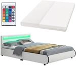 Juskys Polsterbett Sevilla 140x200 cm mit Matratze, LED Beleuchtung, Lattenrost...