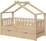 VitaliSpa Hausbett Design, Naturholz, 70x140 cm mit Schublade, geeignet f&uuml;r