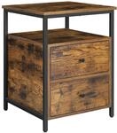 VASAGLE Nachttisch, Beistelltisch, 45 x 45 x 60 cm, mit offenem Fach, 2 Schubladen,