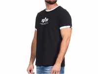 Alpha Industries Herren Basic T Contrast ML T-Shirt, Black/White, S