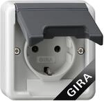 Gira SCHUKO-Steckdose 444030 mit Klappdeckel Grau I Aufputz I f&uuml;r Feuchtraum,