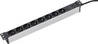 as - Schwabe 19" Steckdosenleiste 8-Fach schwarz - 1HE - 2 m Kabel mit