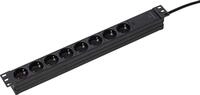 as - Schwabe 19" Steckdosenleiste 8-Fach schwarz - 18190 - Steckdosen 45&deg; | 1HE - 3