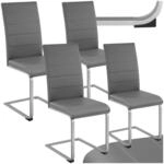 tectake&reg; 4er Set Esszimmerst&uuml;hle, Freischwinger K&uuml;chenstuhl mit R&uuml;ckenlehne,